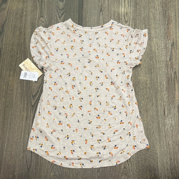 NWT Rewind Smocked Top Short Flutter Sleeve Notched Neck Floral Ivory Size S - Picture 6 of 6